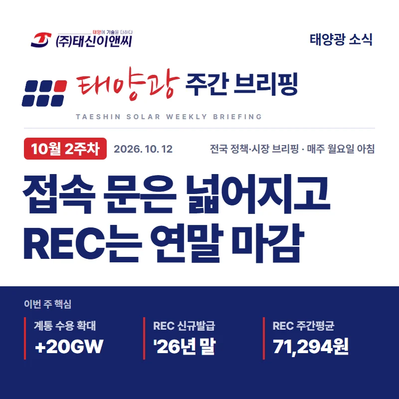 태양광 주간 브리핑 10월 2주차 표지