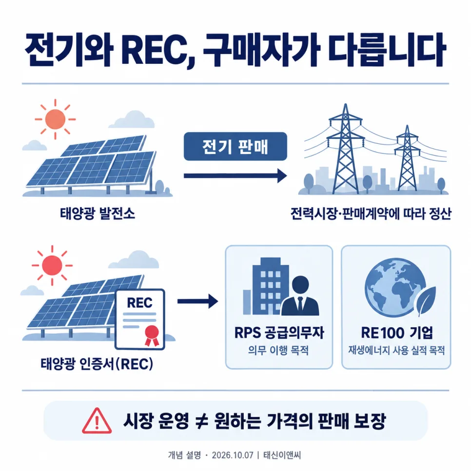 전기와 REC의 구매자 구분 도해
